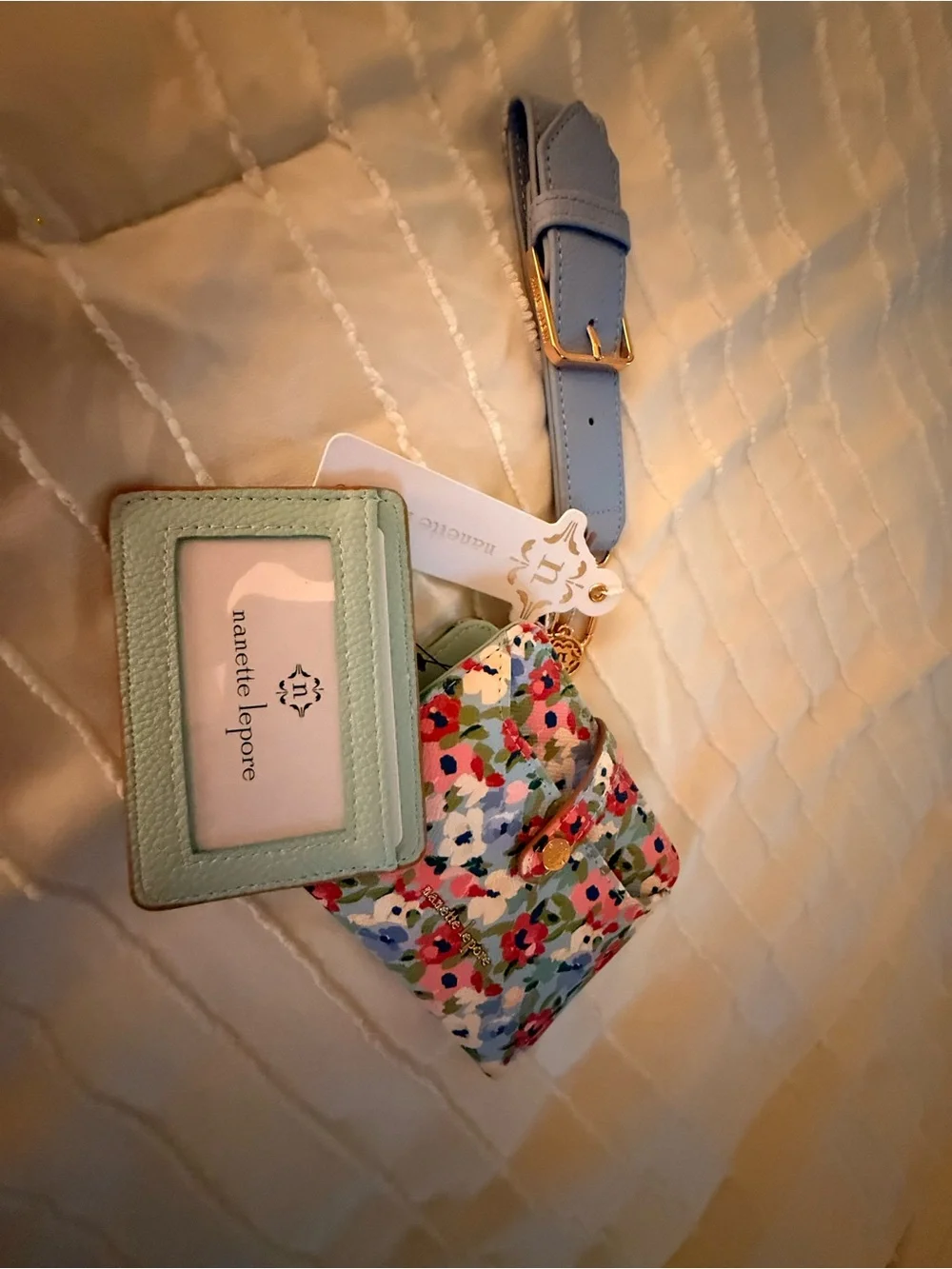 Nanette Lepore Mint & Blue Floral Cardholder Keyholder with Floral Pouch